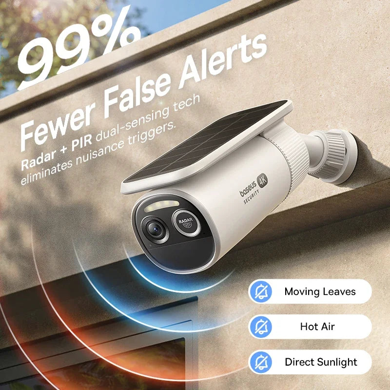 Baseus Security S2 Outdoor Camera 4K Clarity Solar Wireless Wifi Camera Smart Face ID IP67 Waterproof 145°FOV Smart App Control